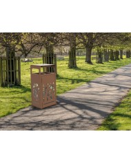 Poubelle de tri - TERABEL 2 x 60 L - Corten Mat - Extérieur - meuble de tri durable, mobilier de tri écologique, conteneur de Poubelle de tri - TERABEL 2 x 60 L - Corten Mat - Extérieur - meuble de tri durable, mobilier de tri écologique, conteneur de