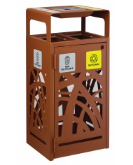 Poubelle de tri - TERABEL 2 x 60 L - Corten Mat - Extérieur - poubelle compartimentée, tri des déchets professionnels, bac de Poubelle de tri - TERABEL 2 x 60 L - Corten Mat - Extérieur - poubelle compartimentée, tri des déchets professionnels, bac de