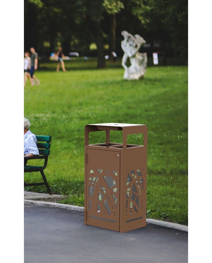 Poubelle de tri - TERABEL 2 x 60 L - Corten Mat - Extérieur - station de tri moderne, conteneur de recyclage, solution tri Poubelle de tri - TERABEL 2 x 60 L - Corten Mat - Extérieur - station de tri moderne, conteneur de recyclage, solution tri