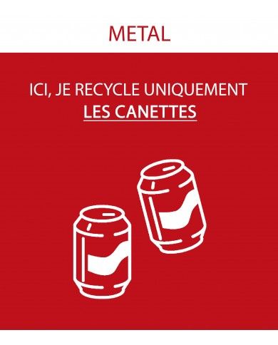 Poubelle de tri - Sticker adhésif ROUGE pour plaque signalétique poubelle TERAFLEX - Flux Métal - conteneur de recyclage, Poubelle de tri - Sticker adhésif ROUGE pour plaque signalétique poubelle TERAFLEX - Flux Métal - conteneur de recyclage,