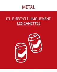 Poubelle de tri - Sticker adhésif ROUGE pour plaque signalétique poubelle TERAFLEX - Flux Métal - conteneur de recyclage,