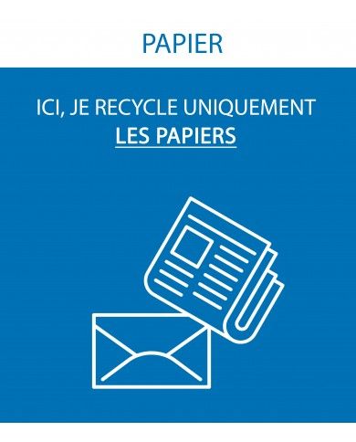 Poubelle de tri - Sticker adhésif PAPIER pour plaque signalétique poubelle TERAFLEX - Flux Papier - solution tri sélectif, Poubelle de tri - Sticker adhésif PAPIER pour plaque signalétique poubelle TERAFLEX - Flux Papier - solution tri sélectif,