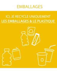 Poubelle de tri - Sticker adhésif JAUNE pour plaque signalétique poubelle TERAFLEX - Flux Emballages et plastique - tri des