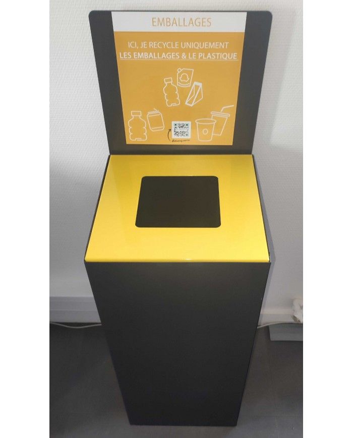 Poubelle de tri - Sticker adhésif JAUNE pour plaque signalétique poubelle TERAFLEX - Flux Emballages et plastique - meuble de