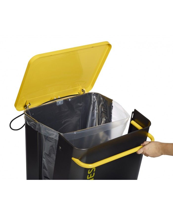 Poubelle de tri - TERAMEDA 110L- JAUNE EMBALLAGES - Corps Gris Manganèse - conteneur de recyclage, solution tri sélectif,