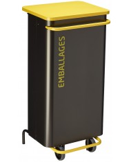 Poubelle de tri - TERAMEDA 110L- JAUNE EMBALLAGES - Corps Gris Manganèse - gestion des déchets en entreprise, poubelle