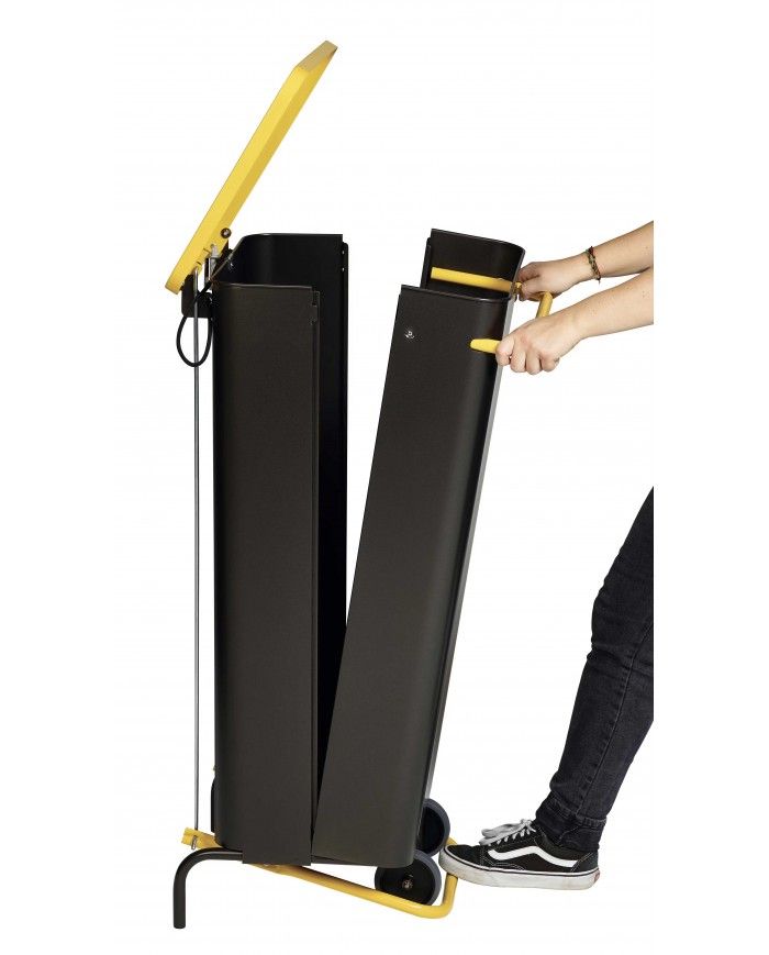 Poubelle de tri - TERAMEDA 110L- JAUNE EMBALLAGES - Corps Gris Manganèse - tri des déchets professionnels, solution tri