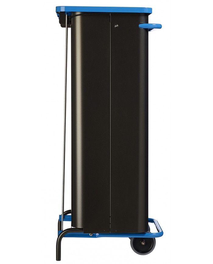 Poubelle de tri - TERAMEDA 110L - BLEU PAPIER - Corps Gris Manganèse - station de tri moderne, corbeille recyclage bureau,