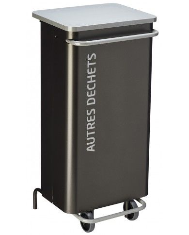 Poubelle de tri - TERAMEDA 110L - GRIS AUTRES DECHETS - Corps Gris Manganèse - station de tri moderne, poubelle compartimentée,