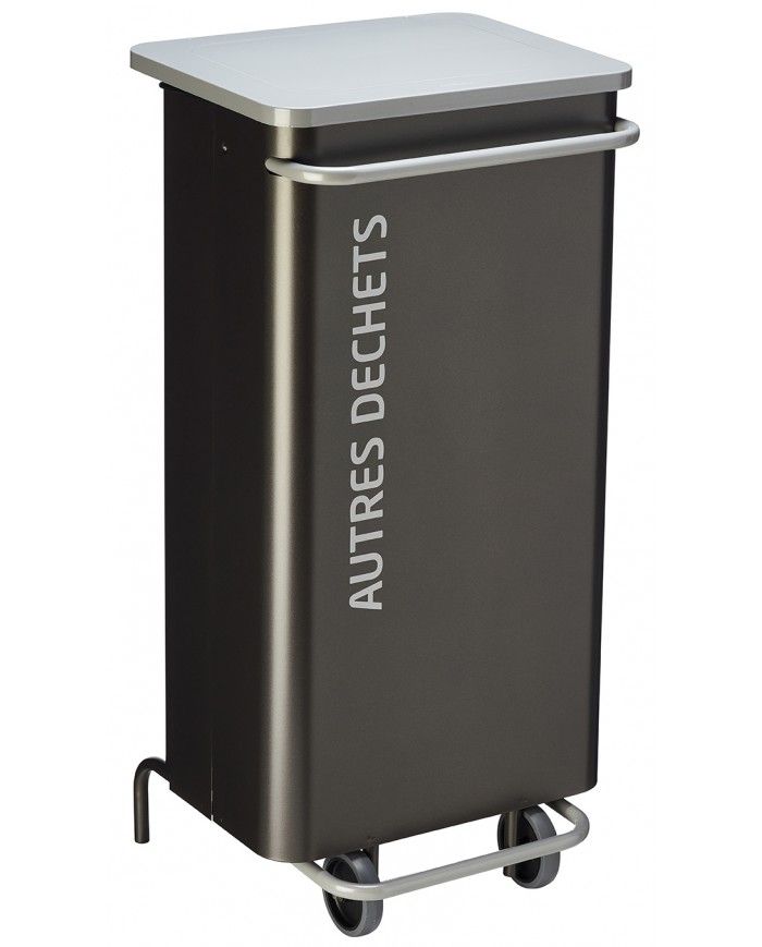 Poubelle de tri - TERAMEDA 110L - GRIS AUTRES DECHETS - Corps Gris Manganèse - station de tri moderne, poubelle compartimentée,