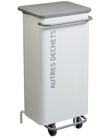 Poubelle de tri - TERAMEDA 110L - GRIS AUTRES DECHETS - Corps Blanc - poubelle compartimentée, station de tri moderne, mobilier
