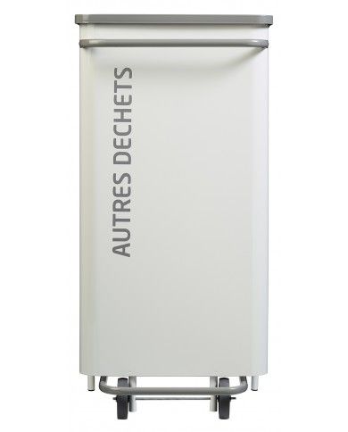 Poubelle de tri - TERAMEDA 110L - GRIS AUTRES DECHETS - Corps Blanc - bac de tri design, station de tri moderne, conteneur de