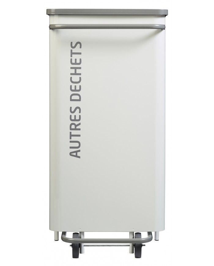 Poubelle de tri - TERAMEDA 110L - GRIS AUTRES DECHETS - Corps Blanc - bac de tri design, station de tri moderne, conteneur de