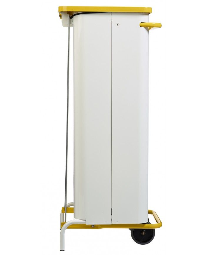 Poubelle de tri - TERAMEDA 110L - JAUNE EMBALLAGES - Corps Blanc - station de tri moderne, meuble de tri durable, conteneur de