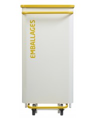 Poubelle de tri - TERAMEDA 110L - JAUNE EMBALLAGES - Corps Blanc - meuble de tri durable, station de tri moderne, bac de tri