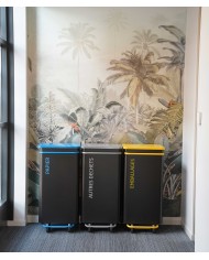 Poubelle de tri - TERAMEDA 110L- JAUNE EMBALLAGES - Corps Gris Manganèse - poubelle compartimentée, bac de tri design, solution