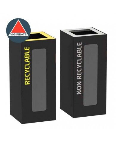 Poubelle de tri - TERAFLEX VIGIPIRATE 65L - Corps Gris Manganèse - mobilier de tri écologique, bac de tri design, conteneur de