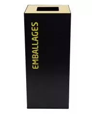 Poubelle de tri - design TERAFLEX 40L - JAUNE EMBALLAGES - Corps Gris Manganèse - Marquage sérigraphie - meuble de tri durable,