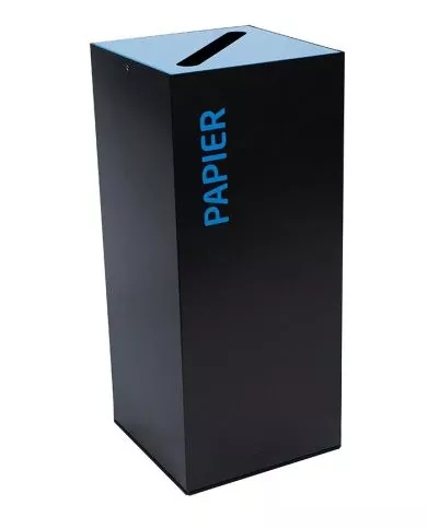 Poubelle de tri - design TERAFLEX 40L - BLEU PAPIER - Corps Gris Manganèse - Marquage sérigraphie - mobilier de tri écologique,