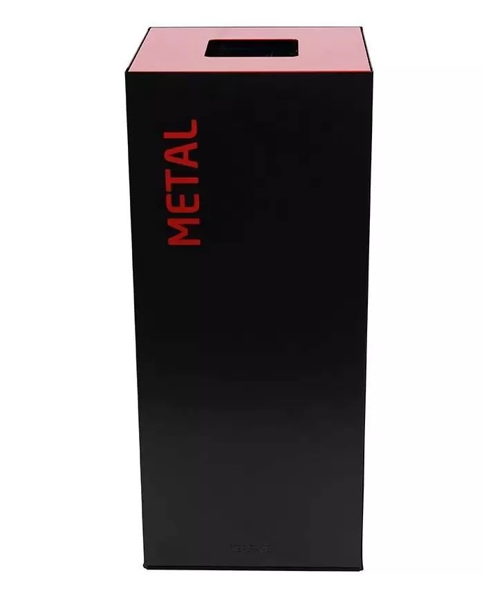 Poubelle de tri - design TERAFLEX 40L - ROUGE METAL - Corps Gris Manganèse - Marquage sérigraphie - poubelle de tri sélectif,