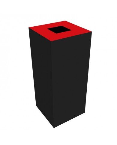 Poubelle tri sélectif design TERAFLEX 40L - ROUGE METAL - Corps Gris Manganèse - Sans marquage