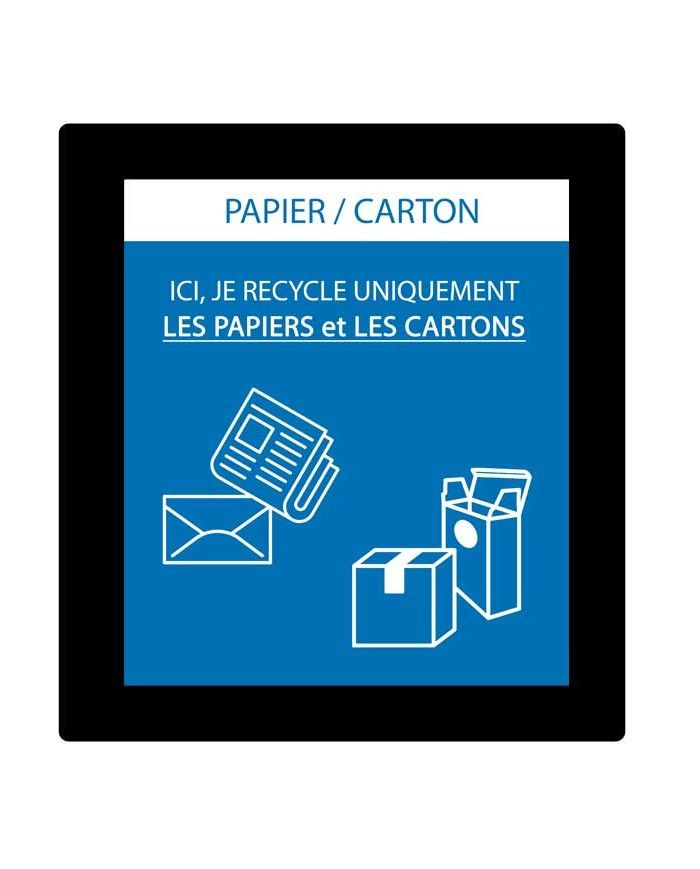 Poubelle de tri - Sticker adhésif BLEU pour plaque signalétique poubelle TERAFLEX - Flux Papier / Carton - mobilier de tri