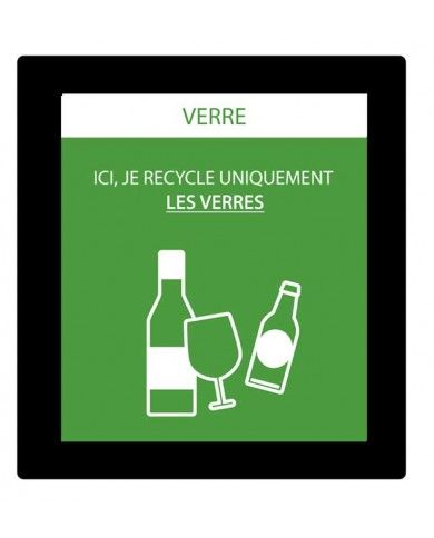 Poubelle de tri - Sticker adhésif VERT pour plaque signalétique poubelle TERAFLEX - Flux Verre - corbeille recyclage bureau,