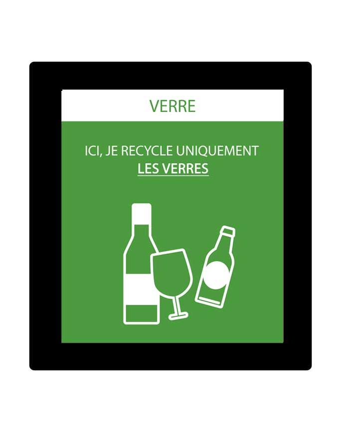 Poubelle de tri - Sticker adhésif VERT pour plaque signalétique poubelle TERAFLEX - Flux Verre - corbeille recyclage bureau,