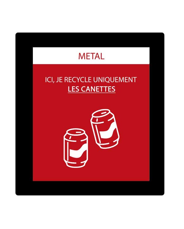 Poubelle de tri - Sticker adhésif ROUGE pour plaque signalétique poubelle TERAFLEX - Flux Métal - tri des déchets
