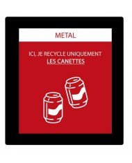 Poubelle de tri - Sticker adhésif ROUGE pour plaque signalétique poubelle TERAFLEX - Flux Métal - tri des déchets