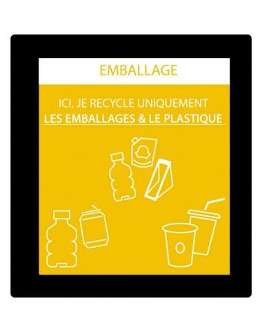 Poubelle de tri - Sticker adhésif JAUNE pour plaque signalétique poubelle TERAFLEX - Flux Emballages et plastique - mobilier de