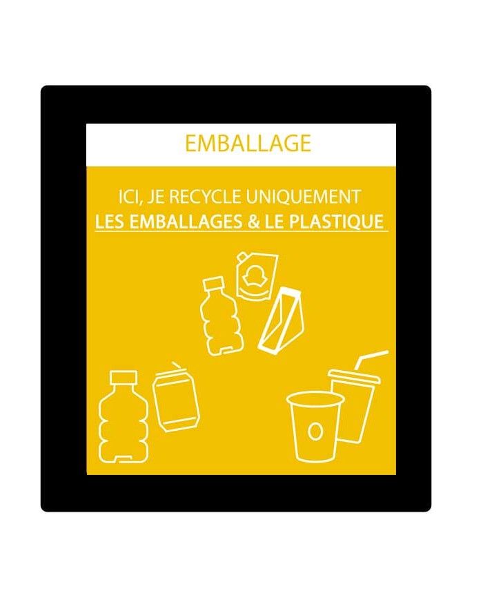 Poubelle de tri - Sticker adhésif JAUNE pour plaque signalétique poubelle TERAFLEX - Flux Emballages et plastique - mobilier de