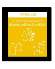 Poubelle de tri - Sticker adhésif JAUNE pour plaque signalétique poubelle TERAFLEX - Flux Emballages et plastique - mobilier de