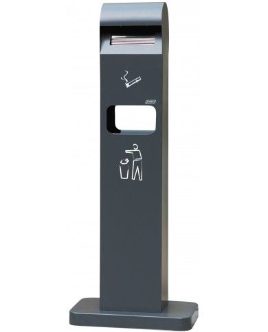 Poubelle de tri - Cendrier poubelle sur pied avec corbeille TERAMEG 600 - recyclage déchets triés, mobilier de tri écologique,