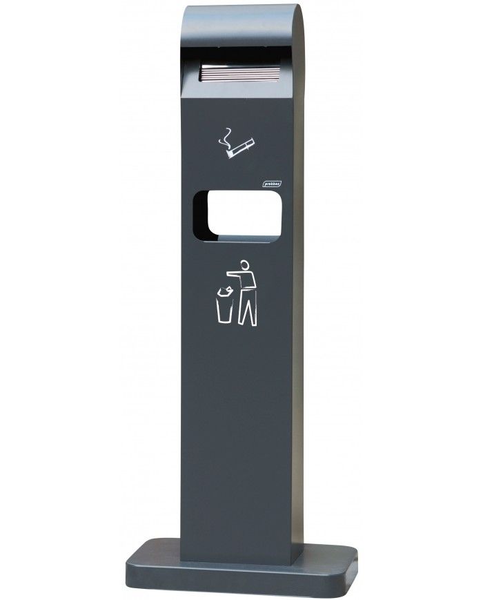 Poubelle de tri - Cendrier poubelle sur pied avec corbeille TERAMEG 600 - recyclage déchets triés, mobilier de tri écologique,