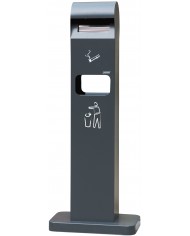 Poubelle de tri - Cendrier poubelle sur pied avec corbeille TERAMEG 600 - recyclage déchets triés, mobilier de tri écologique,