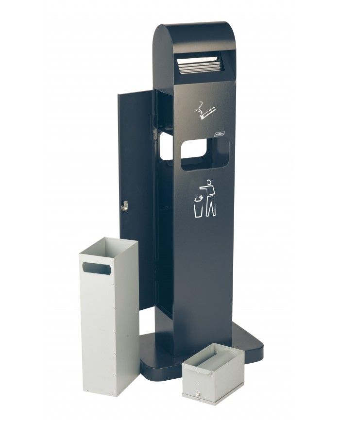 Poubelle de tri - Cendrier poubelle sur pied avec corbeille TERAMEG 600 - tri des déchets professionnels, conteneur de