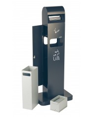 Poubelle de tri - Cendrier poubelle sur pied avec corbeille TERAMEG 600 - tri des déchets professionnels, conteneur de