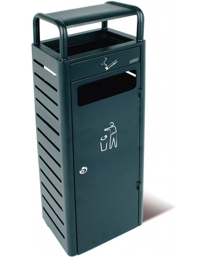 Poubelle de tri - Cendrier poubelle sur pied avec corbeille TERAMEG 990 - poubelle de tri sélectif, solution tri sélectif,