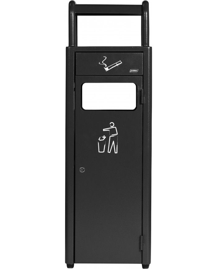 Poubelle de tri - Cendrier poubelle sur pied avec corbeille TERAMEG 990 - bac de tri design, poubelle compartimentée, station