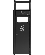 Poubelle de tri - Cendrier poubelle sur pied avec corbeille TERAMEG 990 - bac de tri design, poubelle compartimentée, station