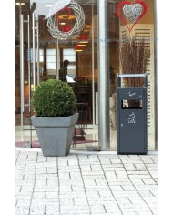 Poubelle de tri - Cendrier poubelle sur pied avec corbeille TERAMEG 990 - corbeille recyclage bureau, meuble de tri durable,