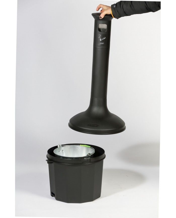 Poubelle de tri - Cendrier poubelle sur pied TERAMEG 2000 - poubelle compartimentée, meuble de tri durable, recyclage déchets