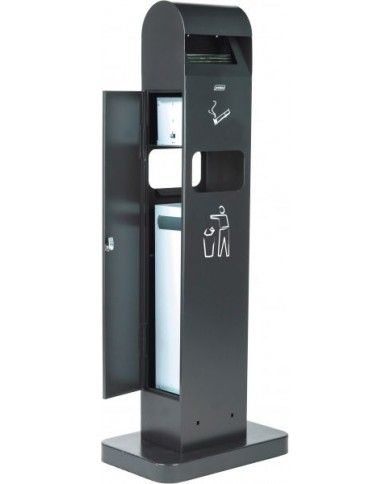 Poubelle de tri - Cendrier poubelle sur pied avec corbeille TERAMEG 600 - bac de tri design, meuble de tri durable, corbeille