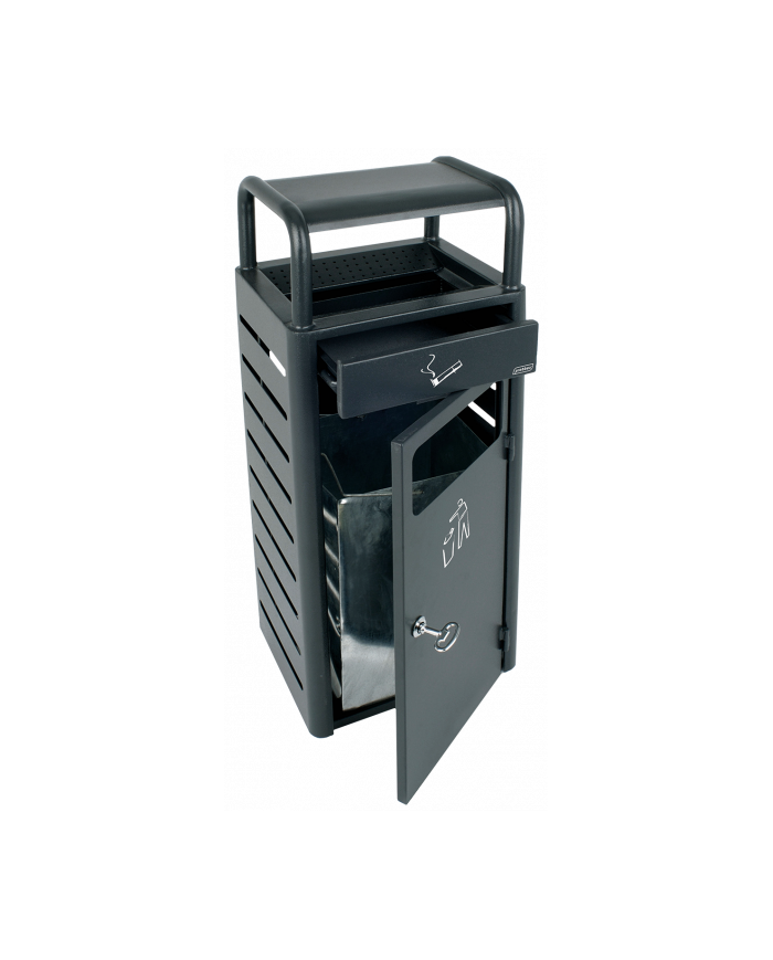 Poubelle de tri - Cendrier poubelle sur pied avec corbeille TERAMEG 990 - station de tri moderne, corbeille recyclage bureau, Poubelle de tri - Cendrier poubelle sur pied avec corbeille TERAMEG 990 - station de tri moderne, corbeille recyclage bureau,