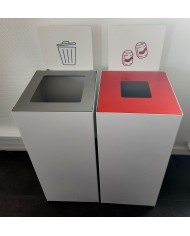 Poubelle tri sélectif design TERAFLEX 65L - BLEU PAPIER - Corps Blanc - Sans Marquage