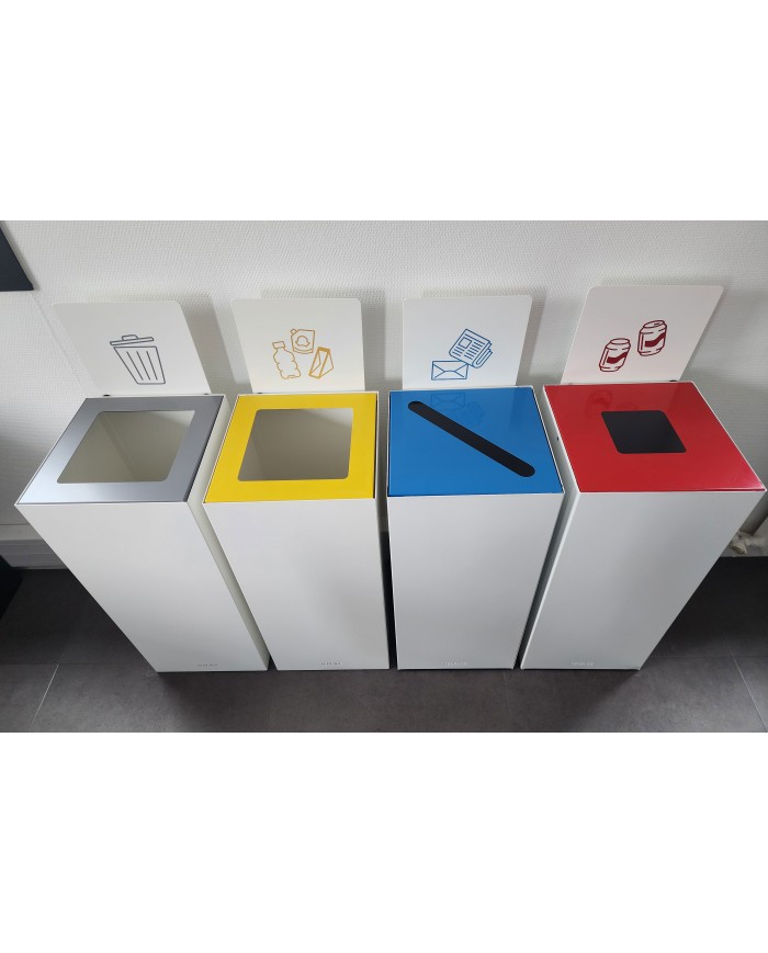 Poubelle tri sélectif design TERAFLEX 65L - BLEU PAPIER - Corps Blanc - Sans Marquage