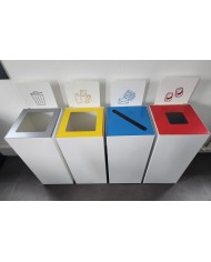 Poubelle tri sélectif design TERAFLEX 65L - BLEU PAPIER - Corps Blanc - Sans Marquage