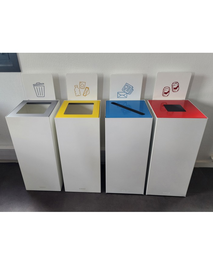 Poubelle tri sélectif design TERAFLEX 65L - JAUNE EMBALLAGES - Corps Blanc - Sans marquage Poubelle tri sélectif design TERAFLEX 65L - JAUNE EMBALLAGES - Corps Blanc - Sans marquage