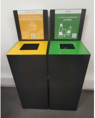 Poubelle tri sélectif design TERAFLEX 65L - JAUNE EMBALLAGES - Corps Gris Manganèse - Sans marquage